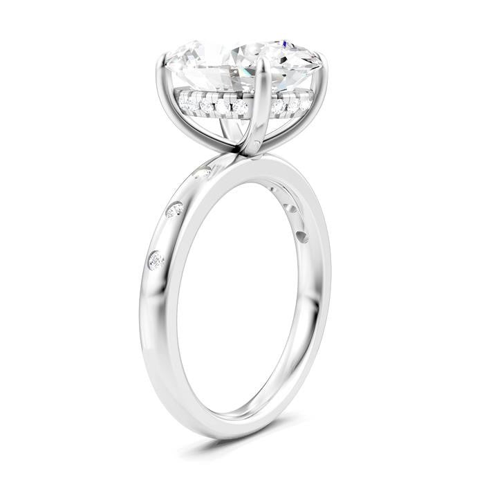 1/5 Ctw Akari Oval Shape Round Cut Diamond Semi-Mount Engagement Ring in 14K White Gold