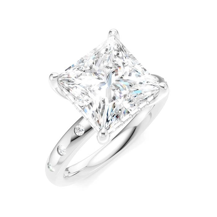 1/5 Ctw Akari Princess Shape Round Cut Diamond Semi-Mount Engagement Ring in 14K White Gold