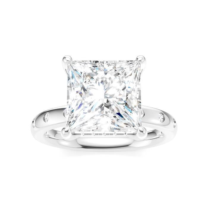 1/5 Ctw Akari Princess Shape Round Cut Diamond Semi-Mount Engagement Ring in 14K White Gold