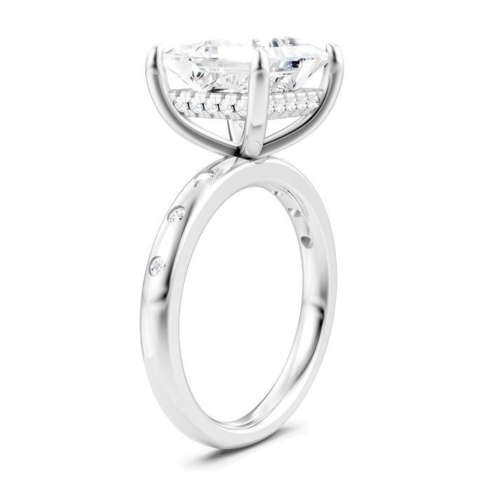 1/5 Ctw Akari Princess Shape Round Cut Diamond Semi-Mount Engagement Ring in 14K White Gold
