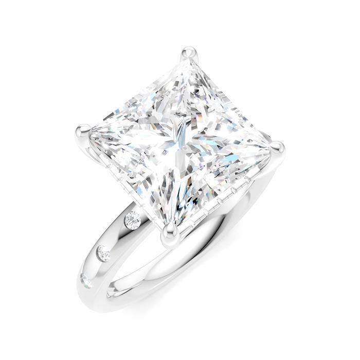 1/5 Ctw Akari Princess Shape Round Cut Diamond Semi-Mount Engagement Ring in 14K White Gold
