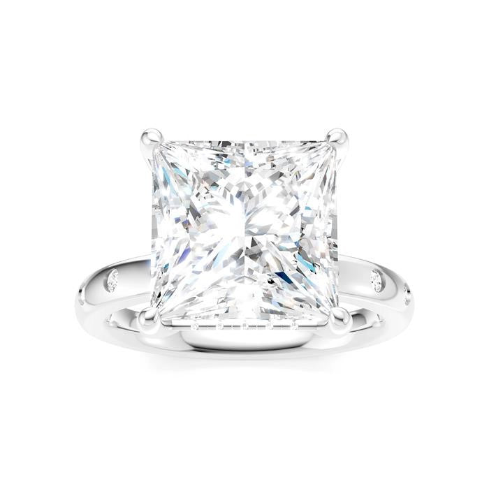 1/5 Ctw Akari Princess Shape Round Cut Diamond Semi-Mount Engagement Ring in 14K White Gold