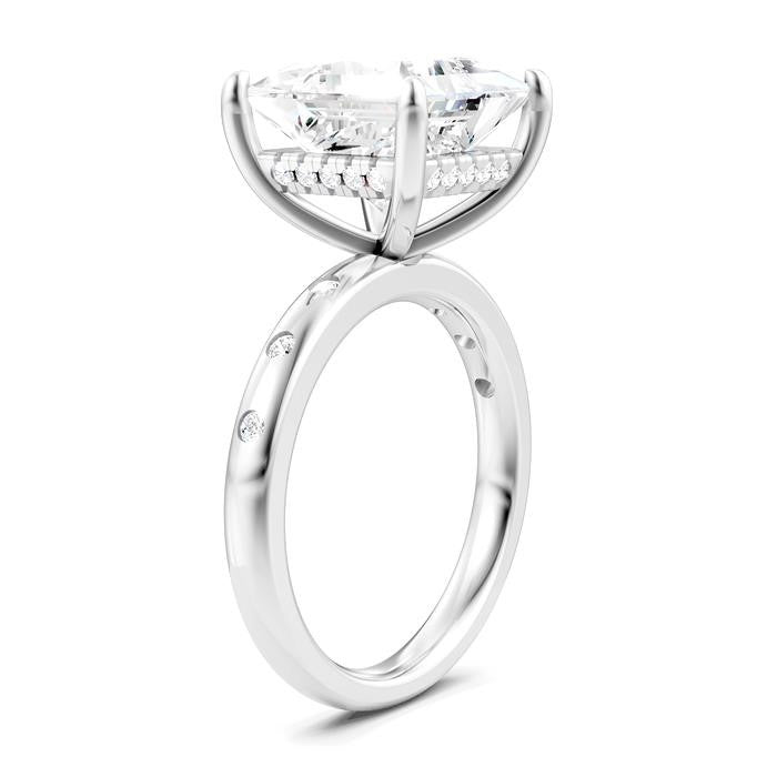 1/5 Ctw Akari Princess Shape Round Cut Diamond Semi-Mount Engagement Ring in 14K White Gold