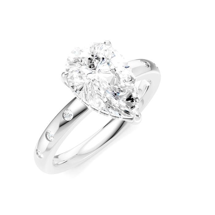 1/5 Ctw Akari Pear Shape Round Cut Diamond Semi-Mount Engagement Ring in 14K White Gold
