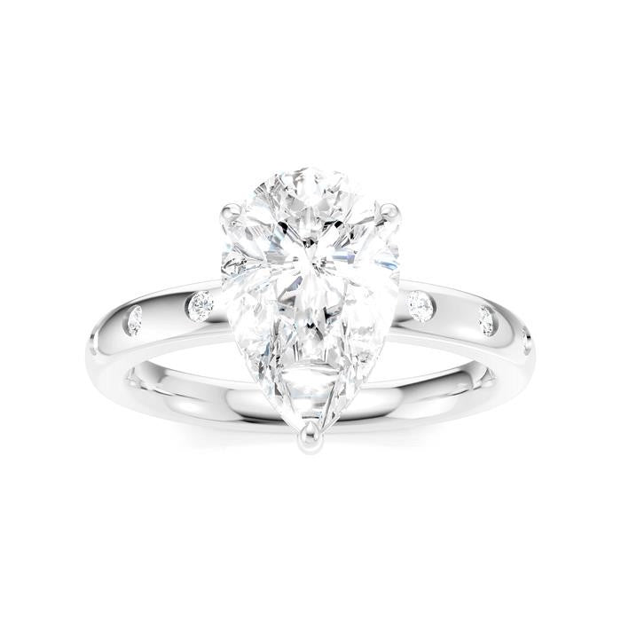 1/5 Ctw Akari Pear Shape Round Cut Diamond Semi-Mount Engagement Ring in 14K White Gold