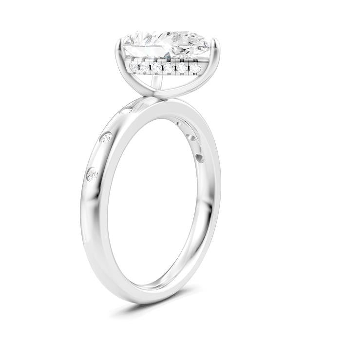 1/5 Ctw Akari Pear Shape Round Cut Diamond Semi-Mount Engagement Ring in 14K White Gold