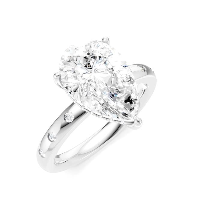 1/5 Ctw Akari Pear Shape Round Cut Diamond Semi-Mount Engagement Ring in 14K White Gold