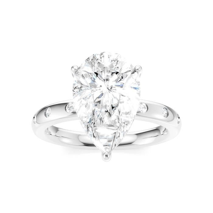 1/5 Ctw Akari Pear Shape Round Cut Diamond Semi-Mount Engagement Ring in 14K White Gold