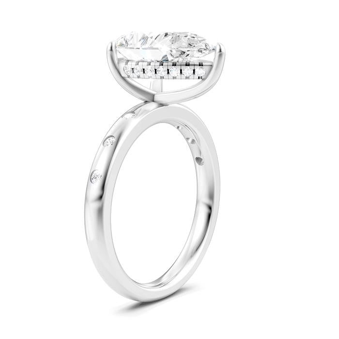 1/5 Ctw Akari Pear Shape Round Cut Diamond Semi-Mount Engagement Ring in 14K White Gold