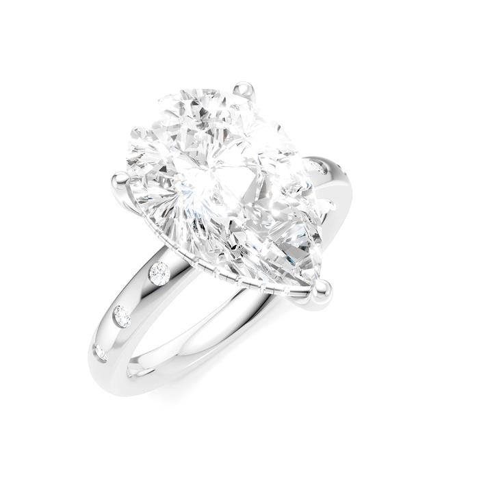 1/5 Ctw Akari Pear Shape Round Cut Diamond Semi-Mount Engagement Ring in 14K White Gold