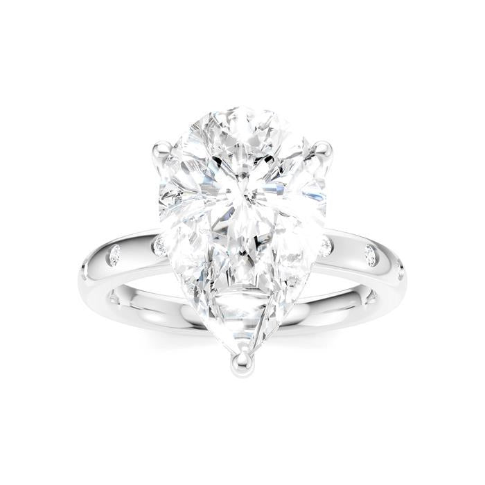 1/5 Ctw Akari Pear Shape Round Cut Diamond Semi-Mount Engagement Ring in 14K White Gold