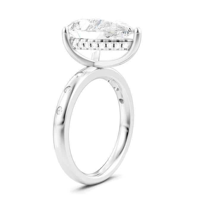 1/5 Ctw Akari Pear Shape Round Cut Diamond Semi-Mount Engagement Ring in 14K White Gold