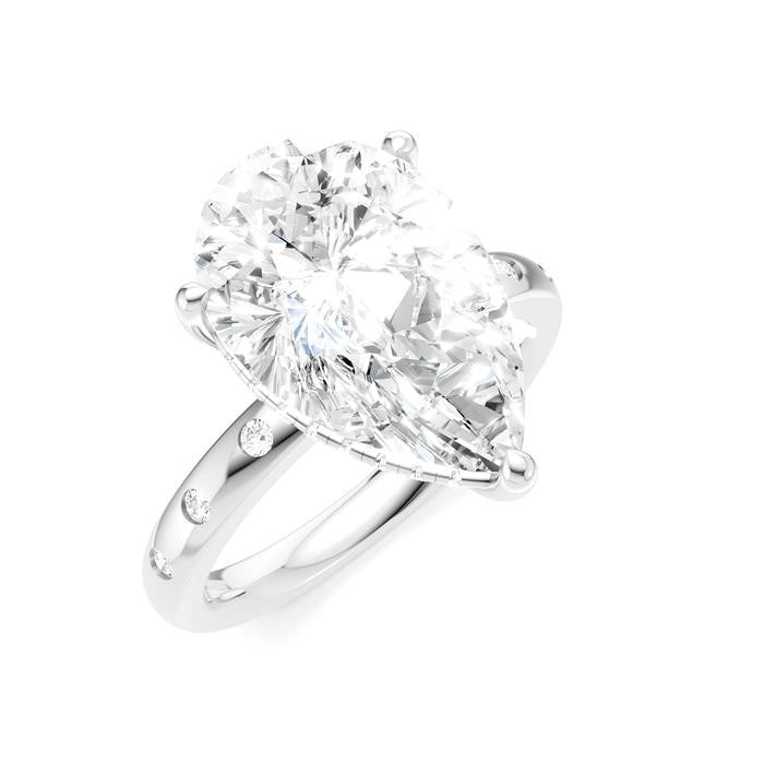 1/5 Ctw Akari Pear Shape Round Cut Diamond Semi-Mount Engagement Ring in 14K White Gold