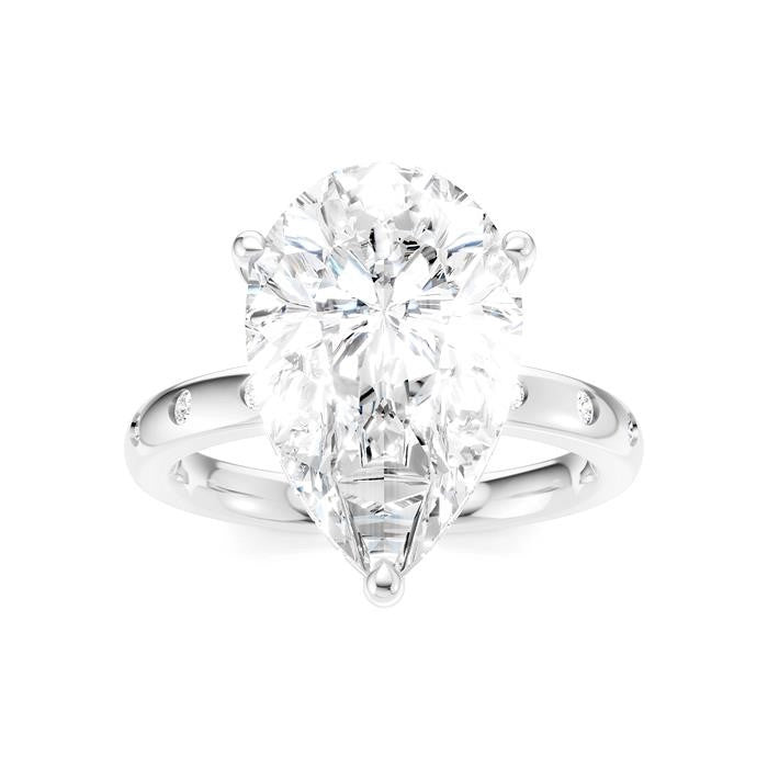 1/5 Ctw Akari Pear Shape Round Cut Diamond Semi-Mount Engagement Ring in 14K White Gold