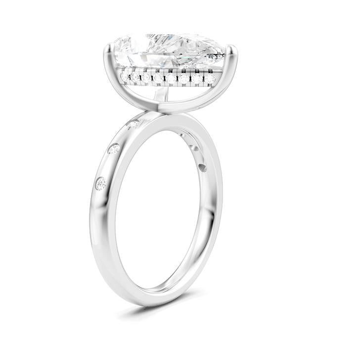 1/5 Ctw Akari Pear Shape Round Cut Diamond Semi-Mount Engagement Ring in 14K White Gold