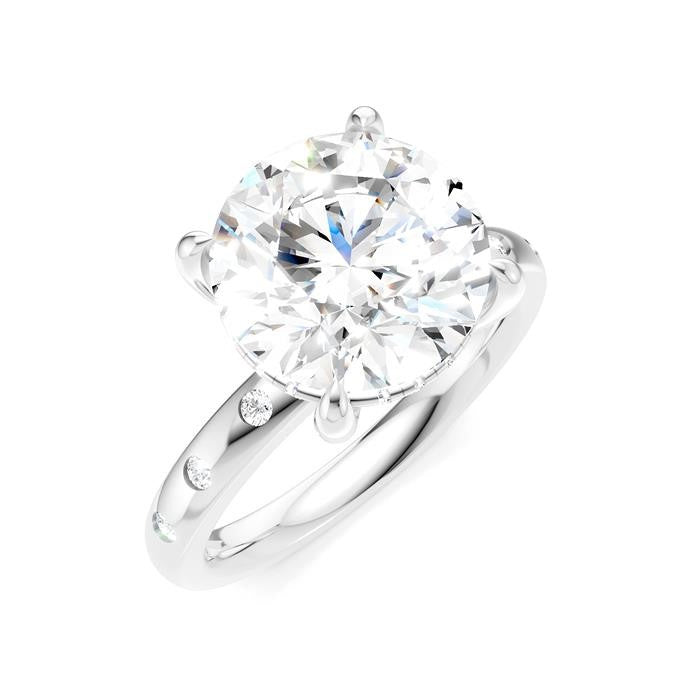 1/5 Ctw Round Shape Round Cut Diamond Semi-Mount Engagement Ring in 14K White Gold