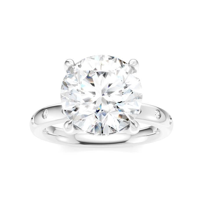 1/5 Ctw Round Shape Round Cut Diamond Semi-Mount Engagement Ring in 14K White Gold
