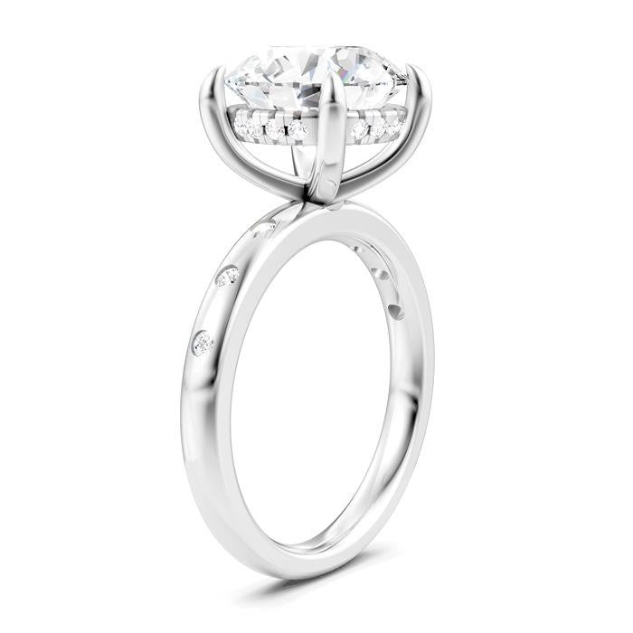 1/5 Ctw Round Shape Round Cut Diamond Semi-Mount Engagement Ring in 14K White Gold