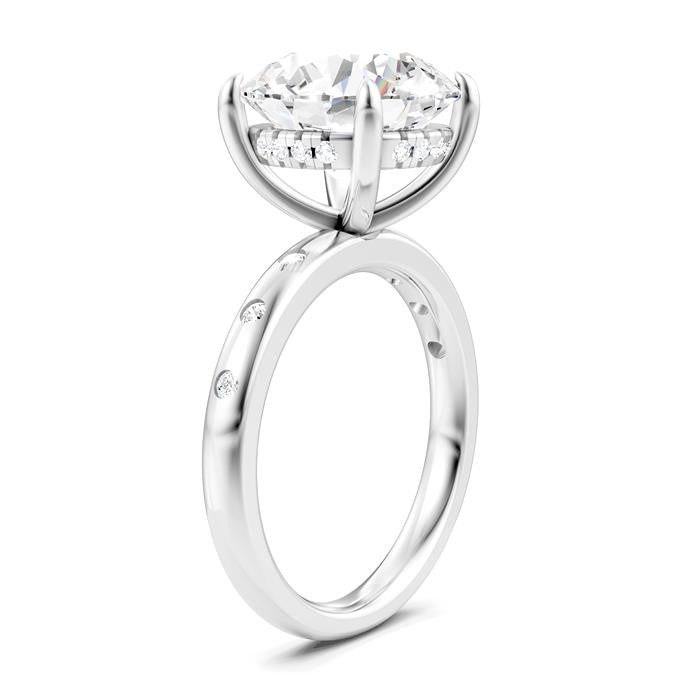 1/5 Ctw Round Shape Round Cut Diamond Semi-Mount Engagement Ring in 14K White Gold