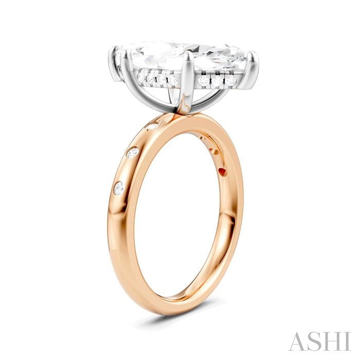 1/5 Ctw Akari Marquise Shape Round Cut Diamond Semi-Mount Engagement Ring in 14K Rose and White Gold