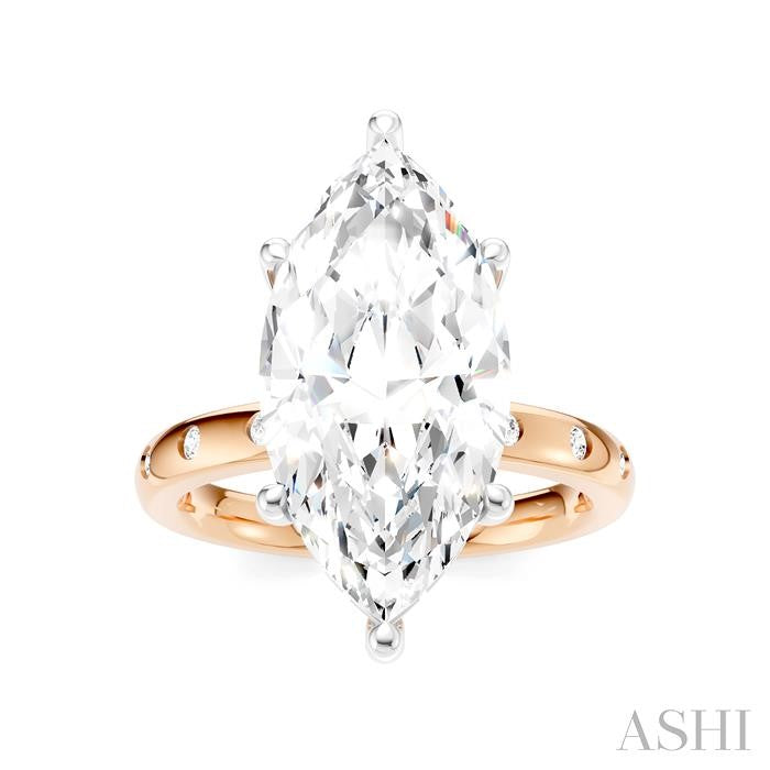 1/5 Ctw Akari Marquise Shape Round Cut Diamond Semi-Mount Engagement Ring in 14K Rose and White Gold