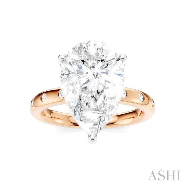1/5 Ctw Akari Pear Shape Round Cut Diamond Semi-Mount Engagement Ring in 14K Rose and White Gold