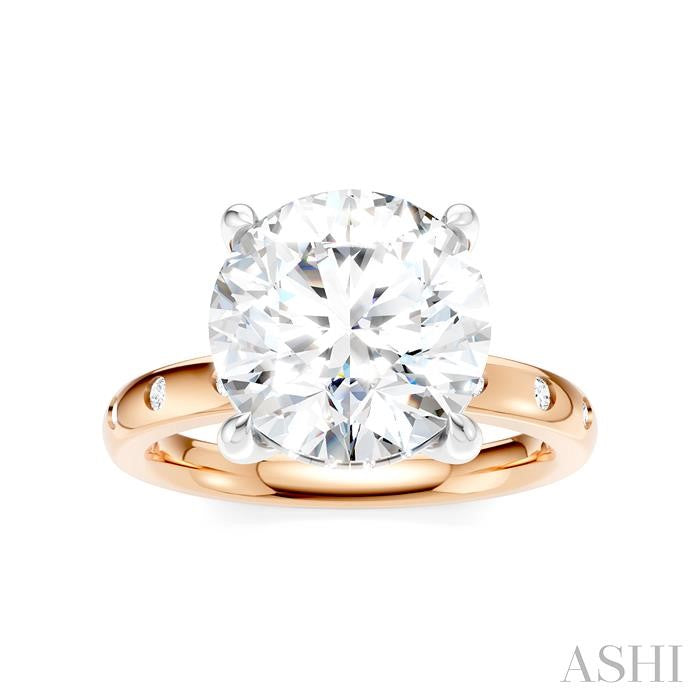 1/5 Ctw Round Shape Round Cut Diamond Semi-Mount Engagement Ring in 14K Rose and White Gold
