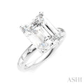 1/5 Ctw Akari Emerald Shape Round Cut Diamond Semi-Mount Engagement Ring in 14K White Gold