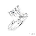 1/5 Ctw Akari Emerald Shape Round Cut Diamond Semi-Mount Engagement Ring in 14K White Gold