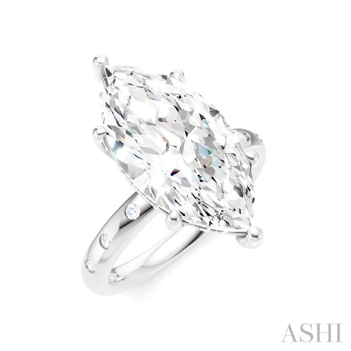 1/5 Ctw Akari Marquise Shape Round Cut Diamond Semi-Mount Engagement Ring in 14K White Gold