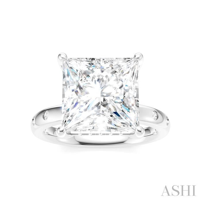 1/5 Ctw Akari Princess Shape Round Cut Diamond Semi-Mount Engagement Ring in 14K White Gold