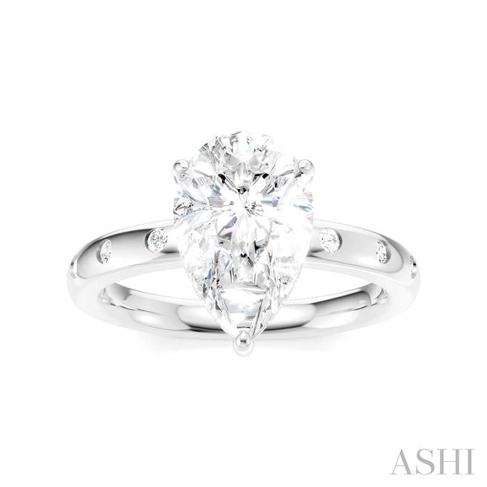 1/5 Ctw Akari Pear Shape Round Cut Diamond Semi-Mount Engagement Ring in 14K White Gold