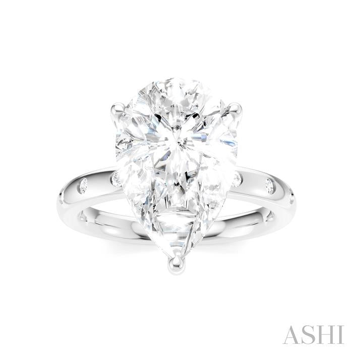 1/5 Ctw Akari Pear Shape Round Cut Diamond Semi-Mount Engagement Ring in 14K White Gold