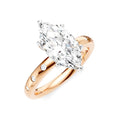 1/6 Ctw Akari Marquise Shape Round Cut Diamond Semi-Mount Engagement Ring in 14K Rose and White Gold