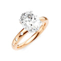 1/6 Ctw Akari Oval Shape Round Cut Diamond Semi-Mount Engagement Ring in 14K Rose and White Gold