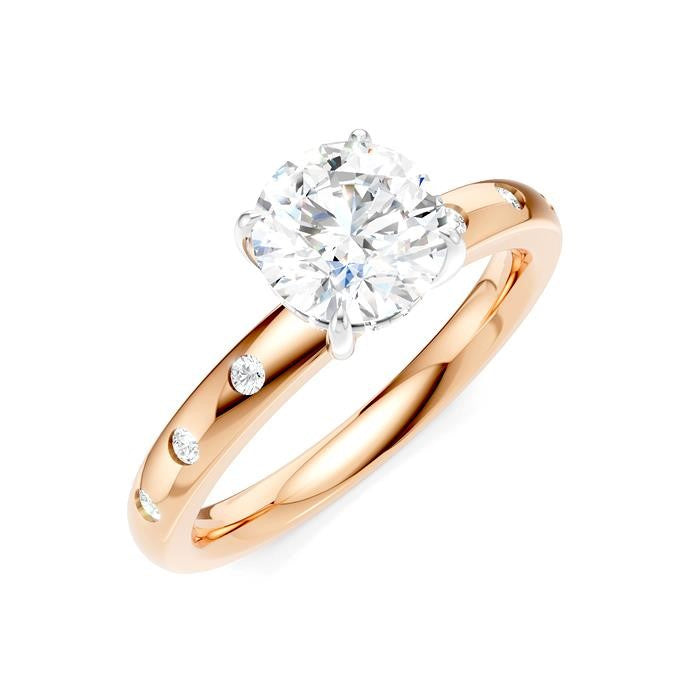 1/6 Ctw Round Shape Round Cut Diamond Semi-Mount Engagement Ring in 14K Rose and White Gold