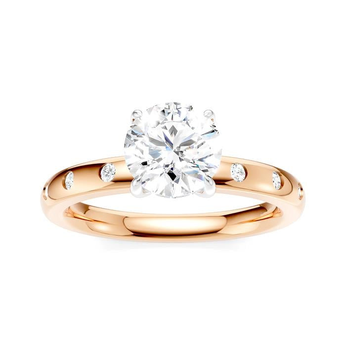 1/6 Ctw Round Shape Round Cut Diamond Semi-Mount Engagement Ring in 14K Rose and White Gold