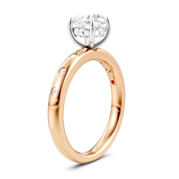 1/6 Ctw Round Shape Round Cut Diamond Semi-Mount Engagement Ring in 14K Rose and White Gold