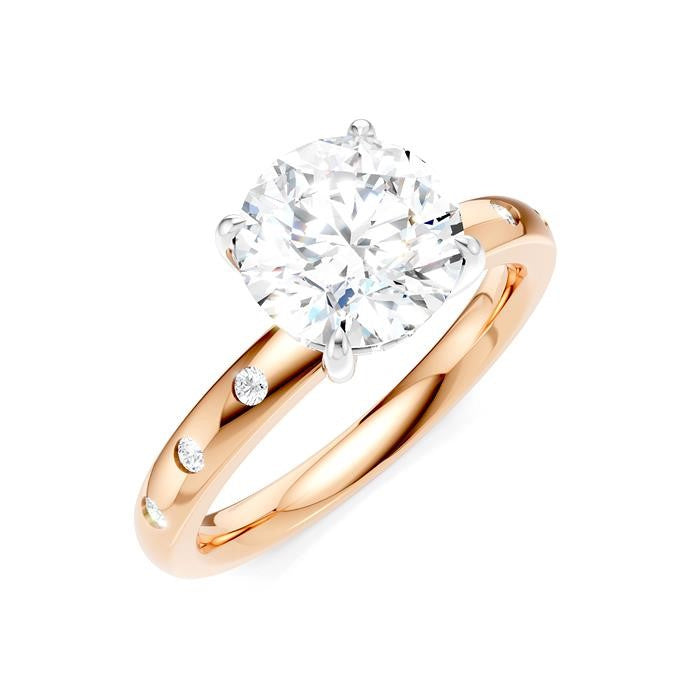 1/6 Ctw Round Shape Round Cut Diamond Semi-Mount Engagement Ring in 14K Rose and White Gold