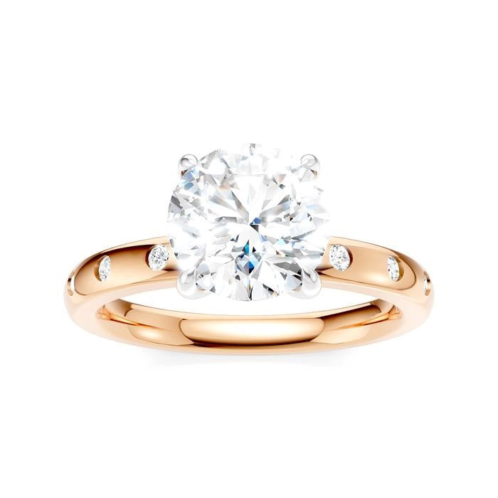 1/6 Ctw Round Shape Round Cut Diamond Semi-Mount Engagement Ring in 14K Rose and White Gold