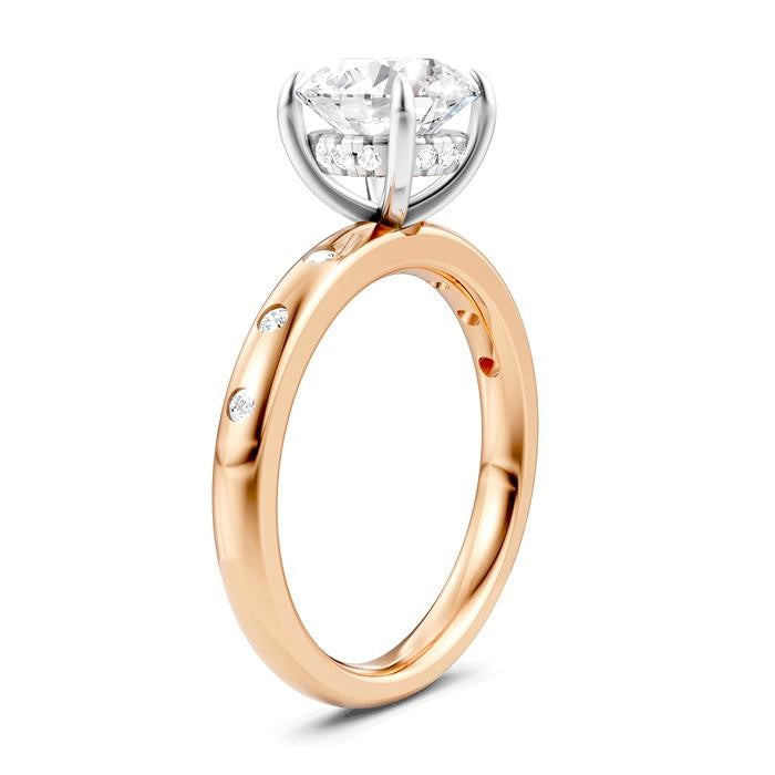 1/6 Ctw Round Shape Round Cut Diamond Semi-Mount Engagement Ring in 14K Rose and White Gold