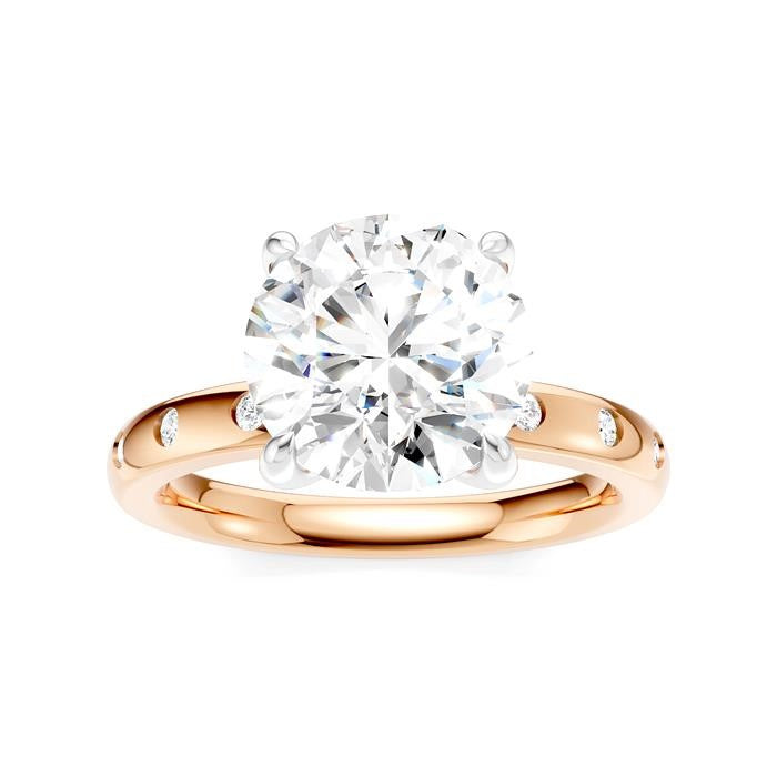 1/6 Ctw Round Shape Round Cut Diamond Semi-Mount Engagement Ring in 14K Rose and White Gold