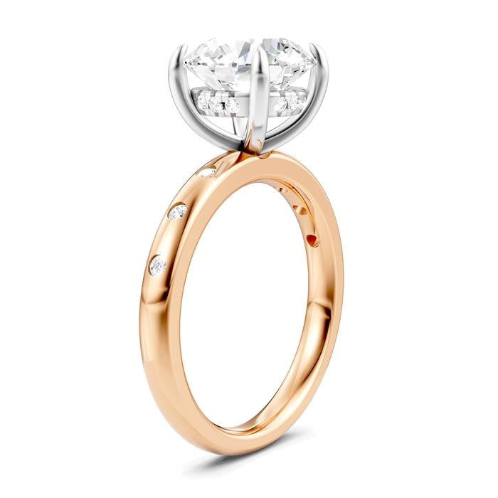 1/6 Ctw Round Shape Round Cut Diamond Semi-Mount Engagement Ring in 14K Rose and White Gold