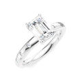 1/6 Ctw Akari Emerald Shape Round Cut Diamond Semi-Mount Engagement Ring in 14K White Gold