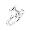 1/6 Ctw Akari Emerald Shape Round Cut Diamond Semi-Mount Engagement Ring in 14K White Gold