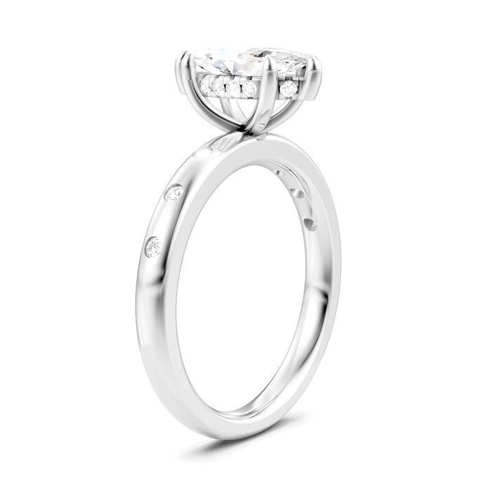 1/6 Ctw Akari Marquise Shape Round Cut Diamond Semi-Mount Engagement Ring in 14K White Gold