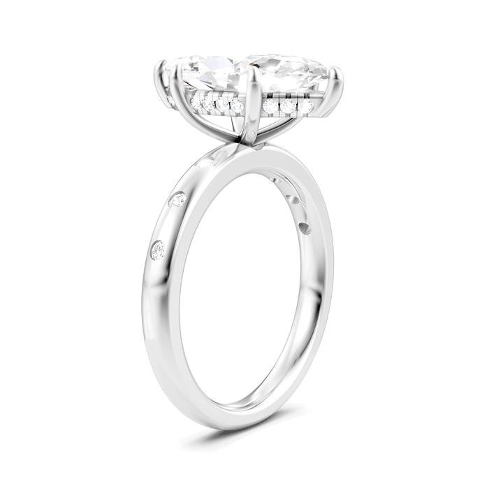 1/6 Ctw Akari Marquise Shape Round Cut Diamond Semi-Mount Engagement Ring in 14K White Gold