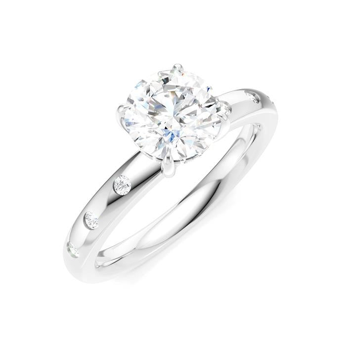 1/6 Ctw Round Shape Round Cut Diamond Semi-Mount Engagement Ring in 14K White Gold
