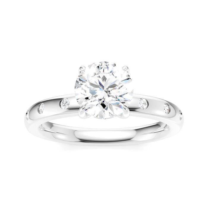 1/6 Ctw Round Shape Round Cut Diamond Semi-Mount Engagement Ring in 14K White Gold
