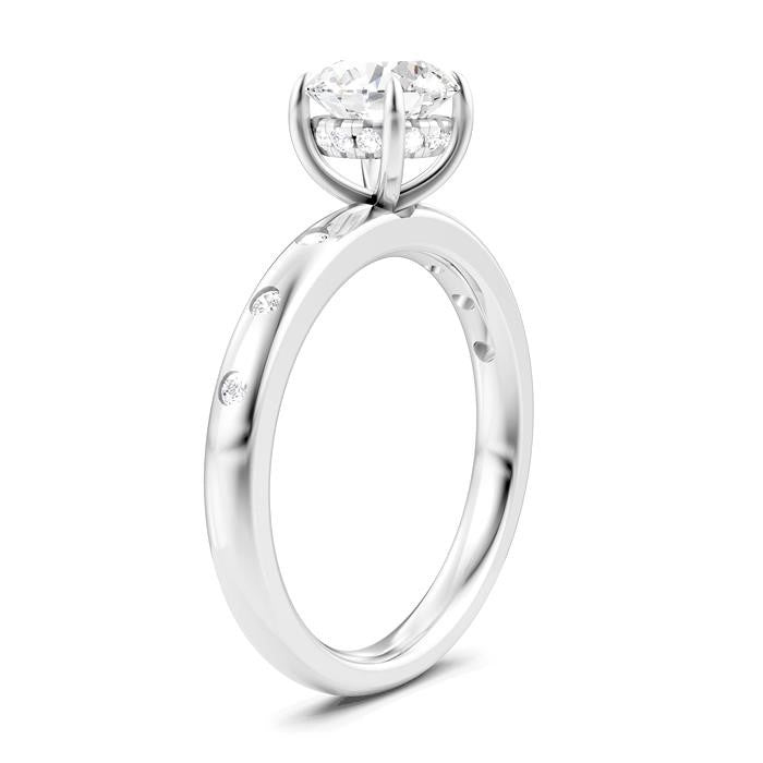 1/6 Ctw Round Shape Round Cut Diamond Semi-Mount Engagement Ring in 14K White Gold